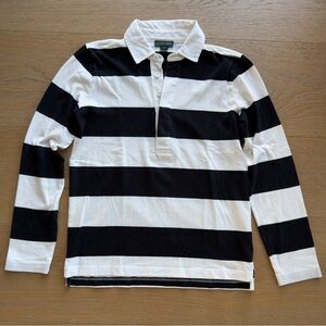 J. Crew Women's Black and Ivory Slim Fit Rugby Shirt - XS